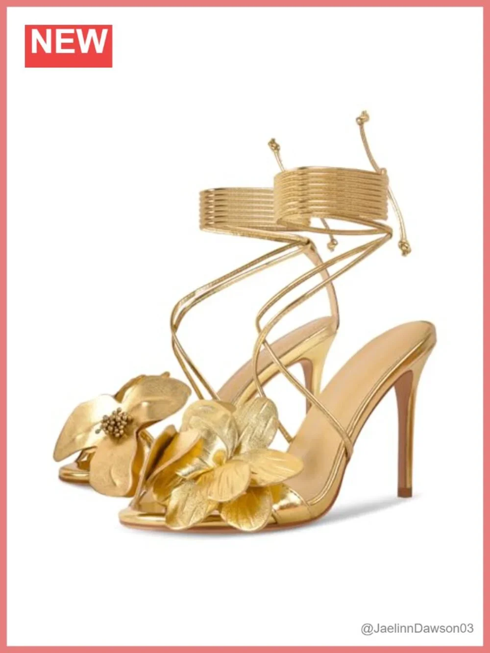 Faux Leather Gladiator Heels Lace Up Floral Stiletto Sandals Round Toe